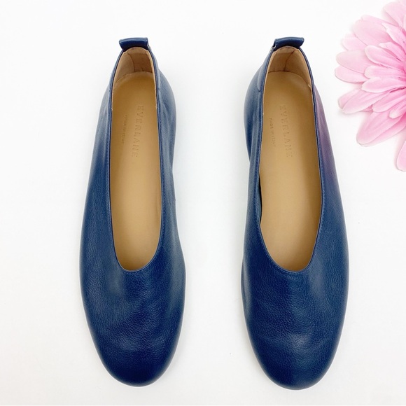 Everlane The Day Glove Leather Flats Shoes Navy Blue - Picture 7 of 11